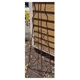 BY - Patinated Metal Yard Sculpture - Twisted Obelisk with Circle Ring