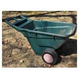 S - Rubbermaid Wheelbarrow - Green Plastic Yard Cart