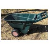 S - Rubbermaid Wheelbarrow - Green Plastic Yard Cart