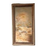 LB - Vintage Landscape Oil on Canvas Painting by T. Ray