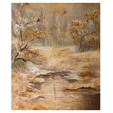 LB - Vintage Landscape Oil on Canvas Painting by T. Ray