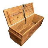 LL - Vintage Wooden Chest - Weathered Storage Trunk