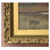 LL - Original Vintage Landscape Painting - Tree & Water Scene