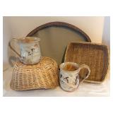 DR - Two Ceramic Mugs & Handwoven Baskets