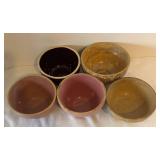 DR - Five Vintage Ceramic Bowls - Glazed Assorted Colors