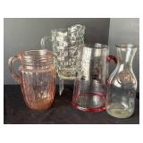 DR -Assorted Pitchers and a Carafe by Fostoria, Anchor Hocking, Pfaltzgraff and More