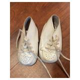 LL - Vintage Baby Shoes Assortment - White Leather Lace-Ups, Buckle Sandals, Knit Booties