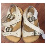 LL - Vintage Baby Shoes Assortment - White Leather Lace-Ups, Buckle Sandals, Knit Booties