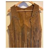 LS - Fringe Vest - Vintage Suede Leather with Ring Details