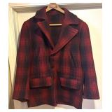 LS - Vintage Red Plaid Wool Coat