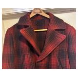 LS - Vintage Red Plaid Wool Coat