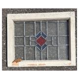 G - Vintage Stained Glass Window Panels - 4-Piece Set with Diamond Center