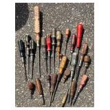 G - Vintage Screwdrivers With Wooden Handles