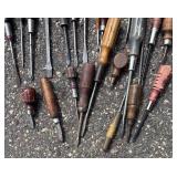 G - Vintage Screwdrivers With Wooden Handles