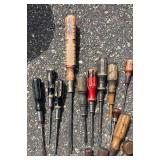 G - Vintage Screwdrivers With Wooden Handles