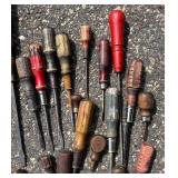 G - Vintage Screwdrivers With Wooden Handles