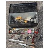 G - Vintage Metal Toolbox with Hand Tools