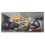 G - Vintage Metal Toolbox with Hand Tools