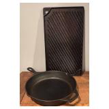 LL - Lodge Cast Iron Skillet and Lodge Ribbed Grill Pan