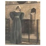 LL -Antique 1909 Wallace Nutting Print "Counting the Spoons"