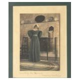 LL -Antique 1909 Wallace Nutting Print "Counting the Spoons"