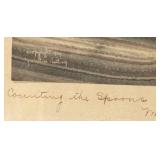 LL -Antique 1909 Wallace Nutting Print "Counting the Spoons"