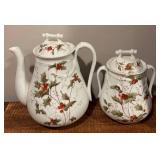 LL - Antique Holly and Berry China - Teapot, Canister, Cups, Saucers, Plates & Bowl