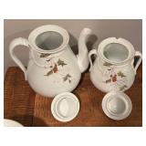 LL - Antique Holly and Berry China - Teapot, Canister, Cups, Saucers, Plates & Bowl