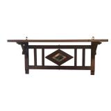 K - Vintage Arts & Crafts Style Shelf with Diamond Mirror Inset