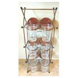 Copper Rack with 6 Ribbed Glass Tumblers