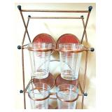 Copper Rack with 6 Ribbed Glass Tumblers