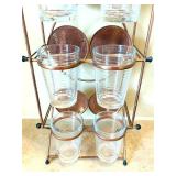 Copper Rack with 6 Ribbed Glass Tumblers