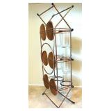 Copper Rack with 6 Ribbed Glass Tumblers