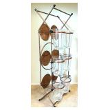 Copper Rack with 6 Ribbed Glass Tumblers