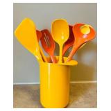 UL - Vintage Rosti Denmark Yellow Pitcher with Vintage Kitchen Utensils Set (7-Pc)