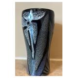 UL - Artisan Crafted White and Black Speckled Ceramic Vase - 6 in Tall