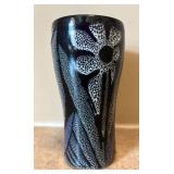 UL - Artisan Crafted White and Black Speckled Ceramic Vase - 6 in Tall