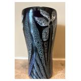UL - Artisan Crafted White and Black Speckled Ceramic Vase - 6 in Tall