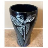 UL - Artisan Crafted White and Black Speckled Ceramic Vase - 6 in Tall