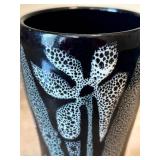 UL - Artisan Crafted White and Black Speckled Ceramic Vase - 6 in Tall
