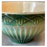 UL - Pair of Vintage Celadon Ribbed Ceramic Bowls - Green Glaze