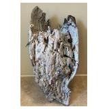 DR - Hand Carved African Wooden Mask, Crowned Top, Weathered Cracked Surface