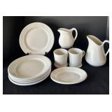 DR - Vintage Johnson Bros Royal Ironstone China - White Dinnerware Set with 2 Pitchers & 2 Mugs (England)