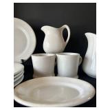 DR - Vintage Johnson Bros Royal Ironstone China - White Dinnerware Set with 2 Pitchers & 2 Mugs (England)