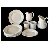 DR - Vintage Johnson Bros Royal Ironstone China - White Dinnerware Set with 2 Pitchers & 2 Mugs (England)