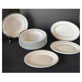 DR - Williams-Sonoma White 9-Inch Soup Bowls with Green Rim