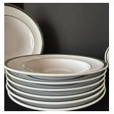 DR - Williams-Sonoma White 9-Inch Soup Bowls with Green Rim