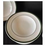 DR - Williams-Sonoma White 9-Inch Soup Bowls with Green Rim