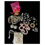 UL - Craft Jewelry Bead & Component Bundle - Assorted Beads, Findings, Stretch Cord & Components