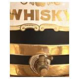 LL - Antique English Whiskey Barrel Dispenser - Black & Gold with WHISKY Label
